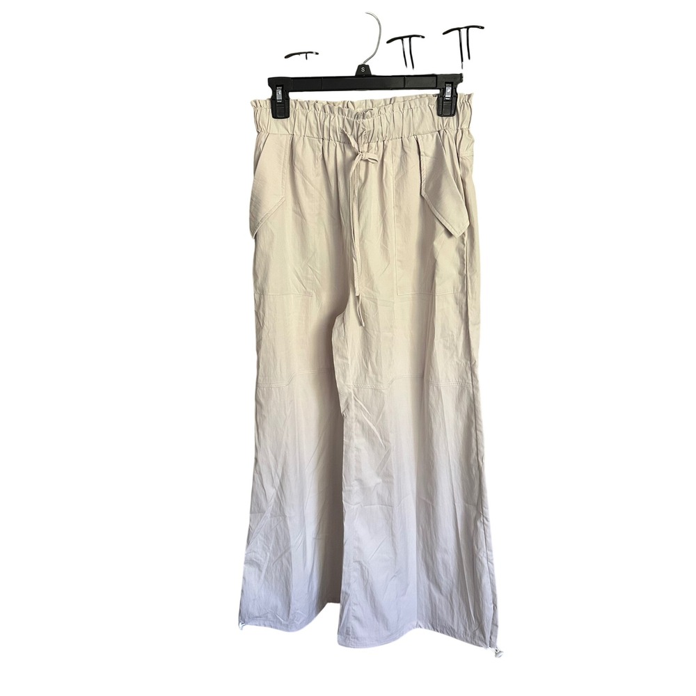 Cupshe Women Light Beige Wide Leg Cargo Pants Elastic Waist